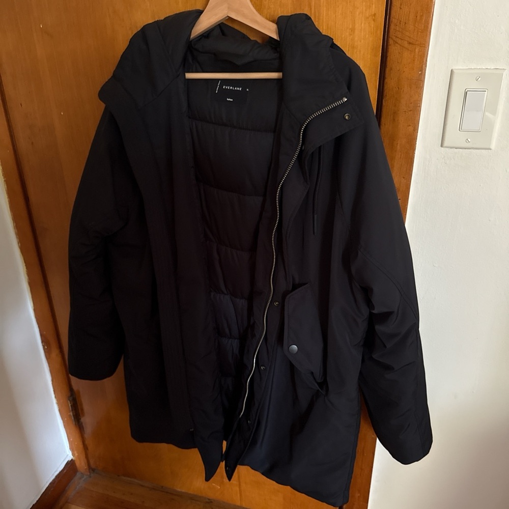 Everlane Black Puffer Jacket with Hood